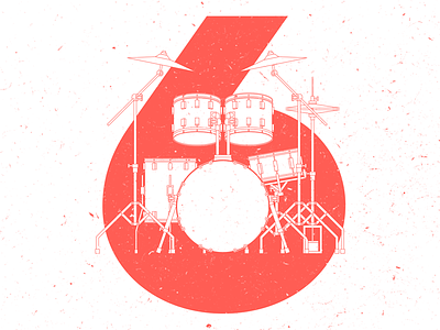 Drumset • 6 6 drums drumset illustration music number sechs six type vector