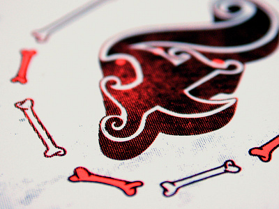 upstruct calendar 2013 detail 4 bone bones calendar halftone illustration letter neon ornamental raster screen print spot color type typography