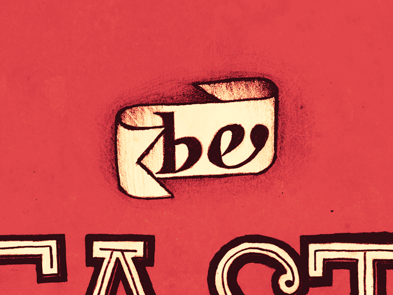 »be« banderole drawing handmade illustration letter pencil red retro type