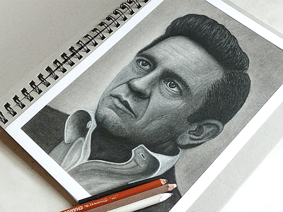 Johnny Cash - Charcoal pencil drawing