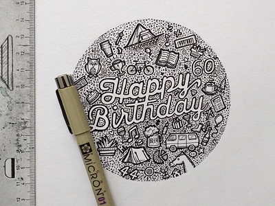 Happy birthday card birthday card celebration detail happy ink micron mum pen