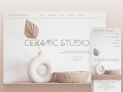 Pottery classes Landing page branding design ui ux