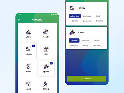 Category Selection - Mobile App UI