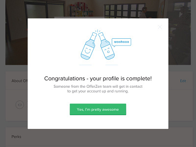 Whohooo Profile completed beer completed icon offerzen popup profile profile completed progress steps ui