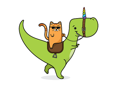 Dinocorn cat character cool dinosaur epic illustration offerzen ridiculous unicorn
