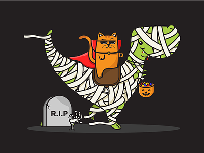 Trick or Treat? 🎃 31 october cat cute dinosaur epic grave halloween halloween design horror illustration magic mummy offerzen scary vampire