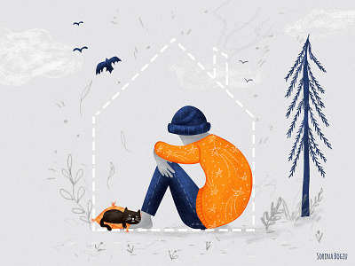 Don't isolate kidness birds cat editorial editorialillustration help home illustration illustrator isolation kidness nature pattern photoshop stardust stayhome tree