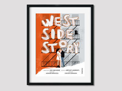 West Side Story Poster cat design editorial editorial art editorial design editorial illustration editorial layout handlettering illustration illustrator minimal modern movie movieposter paint photoshop poster westsidestory