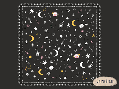 Stars and Moon artlicensing cute design fun illustration illustrator moon pattern pattern design star surface pattern design