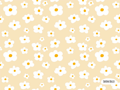 Daisy Pattern cute daisy daisypattern design flower flowerpattern fun handdrawn illustration illustrator pattern photoshop retro whiteflowers yellow