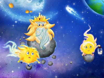 Space Characters comet constellation crown game kids king meteorites planets space stars story universe