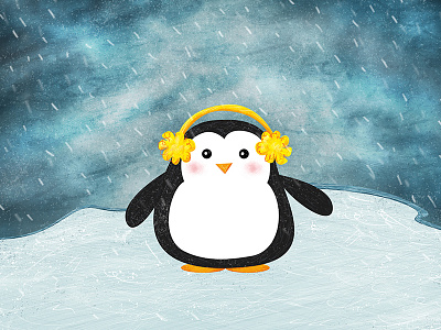 Cute Penguin blue cold cute ice illustration penguin snow yellow
