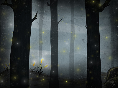 Dark Forest forest glow illustration landscape design photoshop wacom