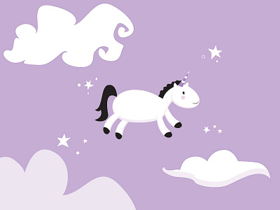 Unicorn clouds illusration purple stars unicorn