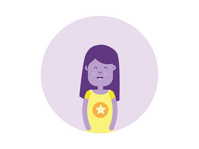 Purple Girl design flat girl orange purple star style yellow