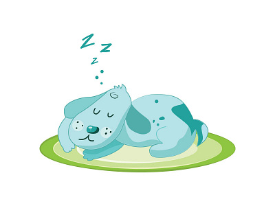 Otto animal blue cute dog green illustration sleep vector