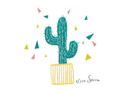Cactus illustration 100dayproject cactus day1 green illustration nature pink plant