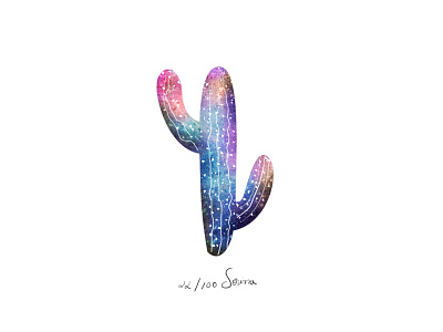 Space cactus cactus colours cute illustration space stars