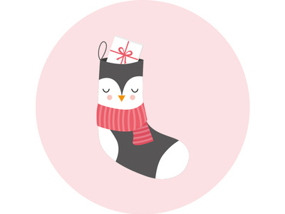 Penguin Christmas Stocking christmas cute illustration illustrator penguin pink