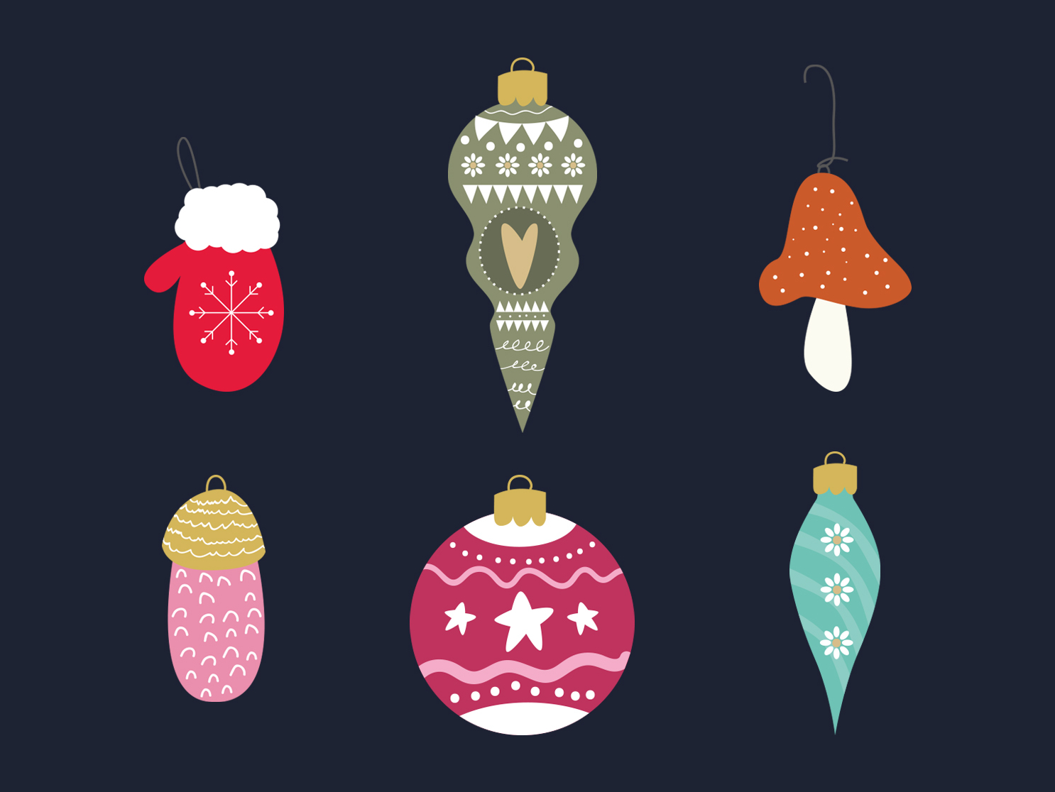 Retro Christmas Ornaments by Sorina Bogiu on Dribbble