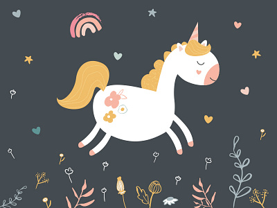 Happy National Unicorn Day cute design flowers illustration illustrator nationalunicornday pink rainbow unicorn vector