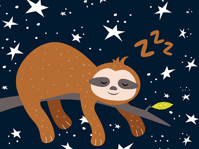 Sleepy Sloth animal children book illustration cute design dreams green illustration illustrator kidsillustration night sleep sloth stars