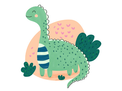 Dinosaur cute design dinosaur editorial editorial design green illustration kids illustration photoshop pink wacom intuos