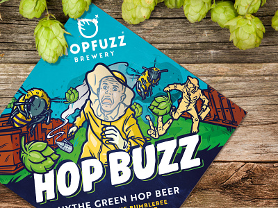 Hopfuzz Brewery - HopBuzz beer beer art branding brewery design illustration logo print