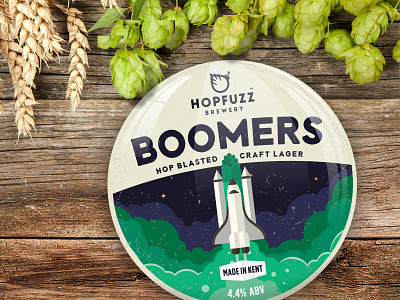 Boomers - Pump Clip Mockup beer branding brewery design illustration print