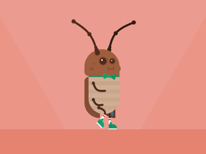 Carl Cockroach 2d animation character flat game design gif illustration loop motion graphics run vector