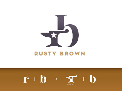 Rusty Brown logo design alphabet logo anvil branding and identity logo 2d logo alphabet logo design r logo