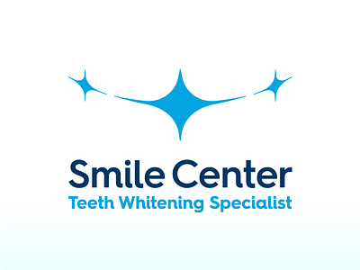 Logo Design For Smile Center blue logo dental care dental logo logo 2d logo design logo design branding negative space negative space logo shine smile logo star logo white