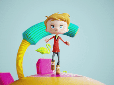Simone is running 3d aftereffects character daily instagram kids motion motiongraphics toy