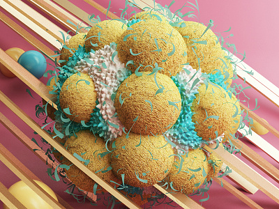 Hairy spongy cell 3d abstract c4d cell daily design instagram octane