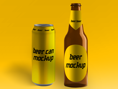Beer can & beer bottle mockup