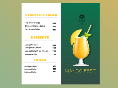 Menu Design for restaurant adobexd banner day design figma hotel mango menu ui webpage