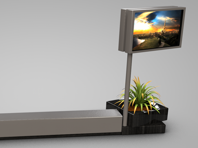 Banco MMM bench cinema 4d plants screen stool