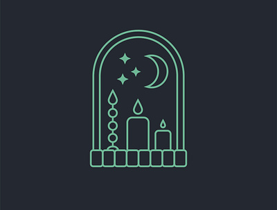 Caste night 🏰🌙 candle castle clear cool creative design fresh graphic green illustrator line logo minimalism new night outline project topoftheday trends window