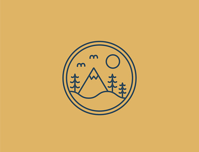 Mountain tranquillity⛰️☀️ basic beautiful circle clear design forest fresh graphic illustration logo minimalism mountain new outline project relax simple sun top wood