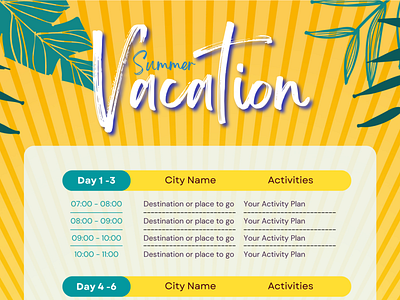 Vacation Planner Worksheet