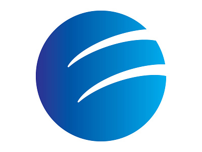 E - Earth blue mark e sign flat logo planet earth