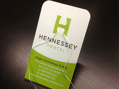 Hennessey Dental Business Card branding business card dental dentist floss healthcare identity logo tooth