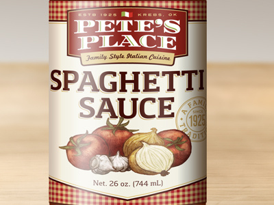 Pete's Place Spaghetti Sauce branding food illustration italian label packaging spaghetti sauce tradition