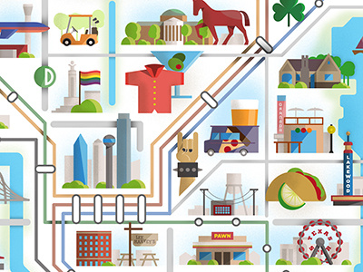 Dallas Map bigd dallas icons illustration map