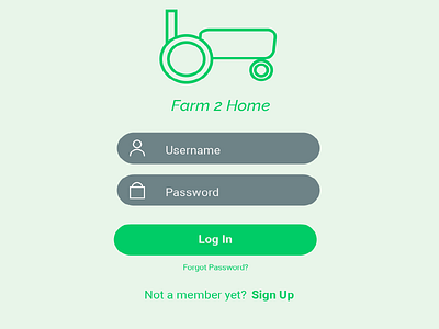Farm 2 Home Login Screen dailyui farm2home login ui userexperience ux visualdesign