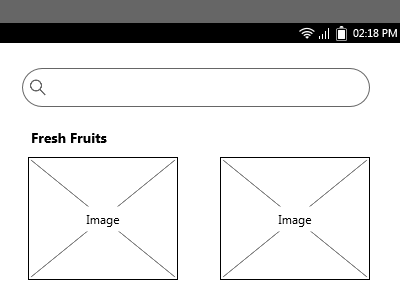 Fm2u Landing Screen Wireframe Iteration 1 Top Side android landingscreen materialdesign mobile searchbar ui ux wireframe