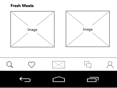 Fm2u Landing Screen Wireframe Iteration 1 Bottom Navigation bottomnavbar dailyui google materialdesign mobile ui userexperience ux wireframe