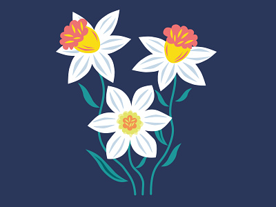 White flowers card cute design flowers illustration vector
