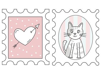 Stamps for 14 february 14 february animal card cute design illustration vector