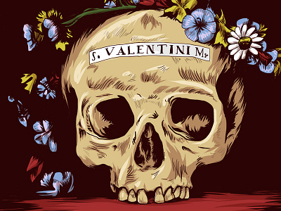 Saint Valentine flower illustration saint skull valentine